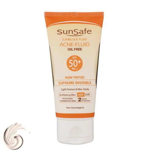کرم ضدآفتاب بیرنگ سانسیف SPF50 مدل ACNE-FLUID مناسب پوست مختلط، حجم 50 میلیلیتر