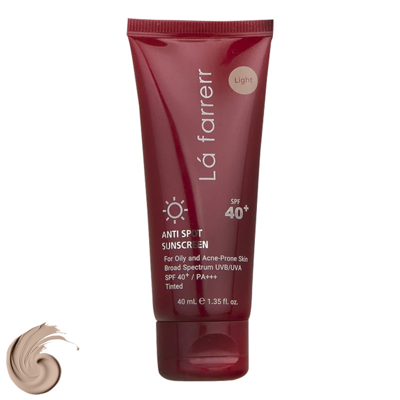کرم ضدآفتاب و ضدلک رنگی لافارر مدل SPF40-Light، مناسب پوست‌های چرب، حجم 40 میلی‌لیتر