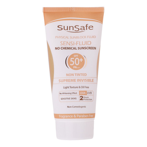کرم ضد آفتاب بدون رنگ سان سیف SPF 50 مدل SENSI مناسب پوستهای حساس حجم 50 میلی لیتر