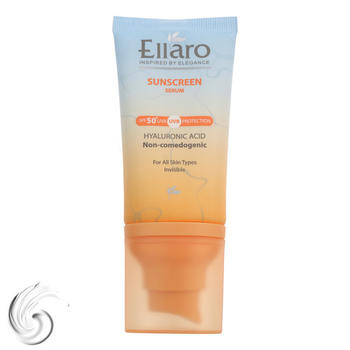 سرم ضد آفتاب بیرنگ صورت الارو SPF 50 مدل Hyaluronic acid محافظ در برابر اشعه UVA و UVB مناسب برای انواع پوست حجم 40 میلیلیتر