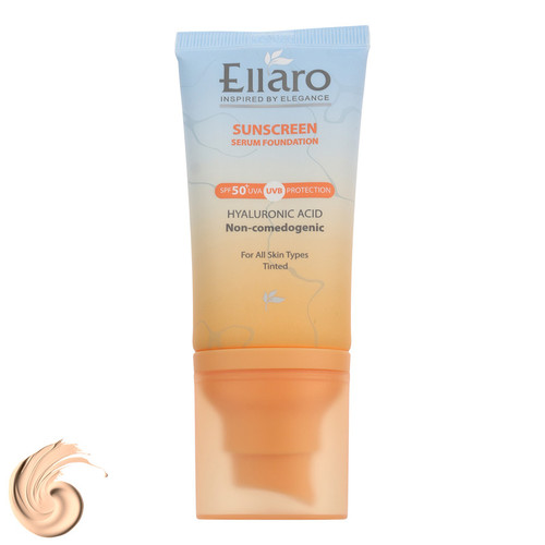 سرم ضد آفتاب رنگی tinted صورت الارو SPF 50 مدل Hyaluronic acid محافظ در برابر اشعه UVA و UVB مناسب برای انواع پوست حجم 40 میلیلیتر