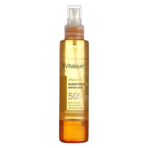 اسپری ضدآفتاب بدون رنگ ویتالیر SPF50 مدل Vitamine C مناسب برای انواع پوست، حجم 150 میلیلیتر