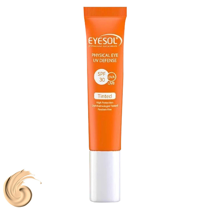 کرم ضد آفتاب رنگی دور چشم آیسول SPF 30 مدل TINTED ‌مناسب برای انواع پوست حجم 15 میلی‌لیتر