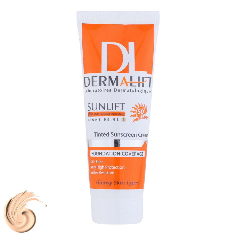 کرم ضدآفتاب رنگی درمالیفت مدل Sunlift SPF50 بژ روشن، حجم 40 میلی‌لیتر