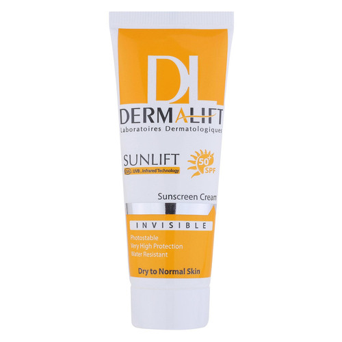 کرم ضد آفتاب بیرنگ صورت درمالیفت SPF 50 مدل SUNLIFT SPF50 محافظ UVA ،UVB، ضد آب، مناسب پوست خشک حجم 40 میلیلیتر مناسب برای خشک، معمولی حجم 40 میلیلیتر