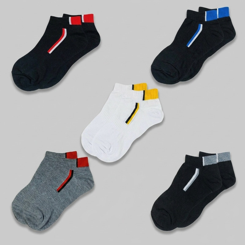 جوراب ساق کوتاه مردانه هورا مهر مدل HS-RGB05 مجموعه ۵ عددی