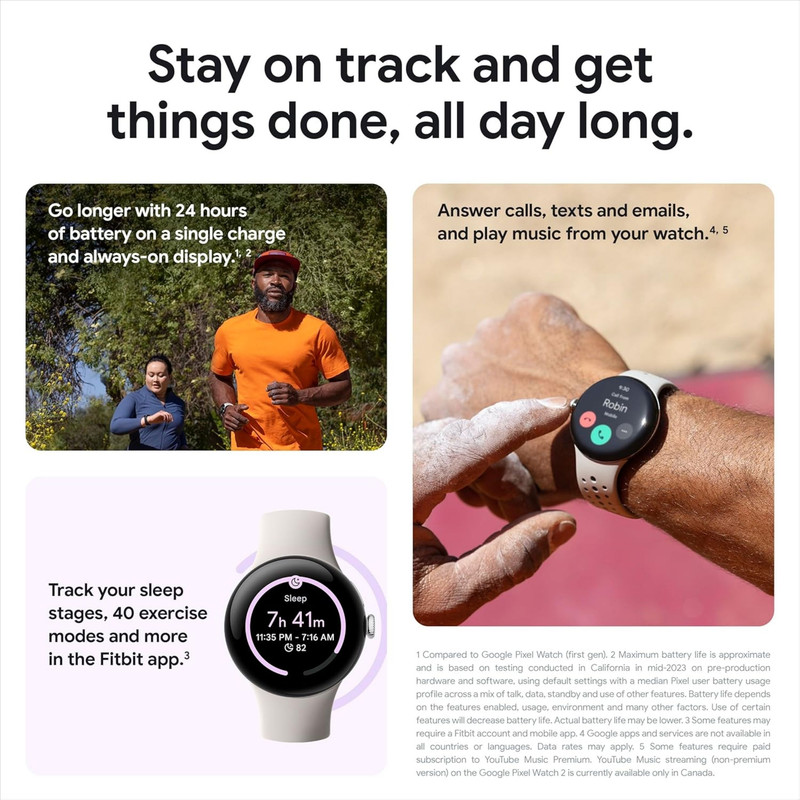 ساعت هوشمند 41 میلیمتری گوگل مدل Pixel Watch 2 با بند سیلیکونی