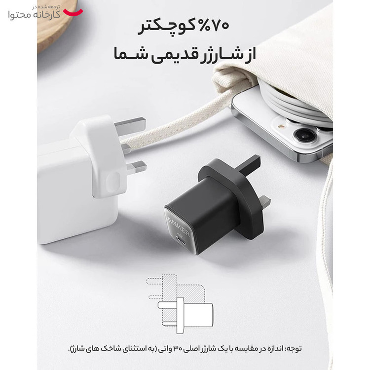 شارژر دیواری 30 واتی انکر مدل 511 Nano 3 A2147
