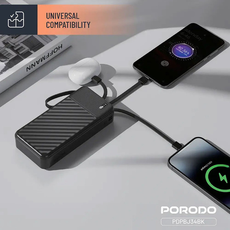 پاوربانک 10.5 وات پرودو مدل Piano PDPBJ34BK ظرفیت 20000 میلیآمپرساعت
