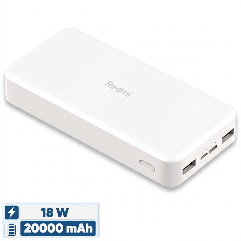 پاوربانک 18 وات شیائومی مدل Redmi ظرفیت 20000 میلی‌آمپرساعت