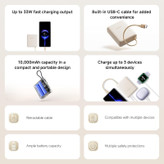 پاوربانک 33 وات شیائومی مدل PB1033MI ظرفیت 10000 میلیآمپرساعت به همراه کابل USB-C