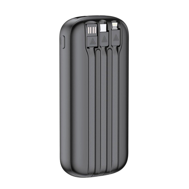 پاوربانک 22.5 وات بودی مدل PB083B1 ظرفیت 10000 میلیآمپرساعت به همراه سه کابل USB-A، USB-C و لایتنینگ